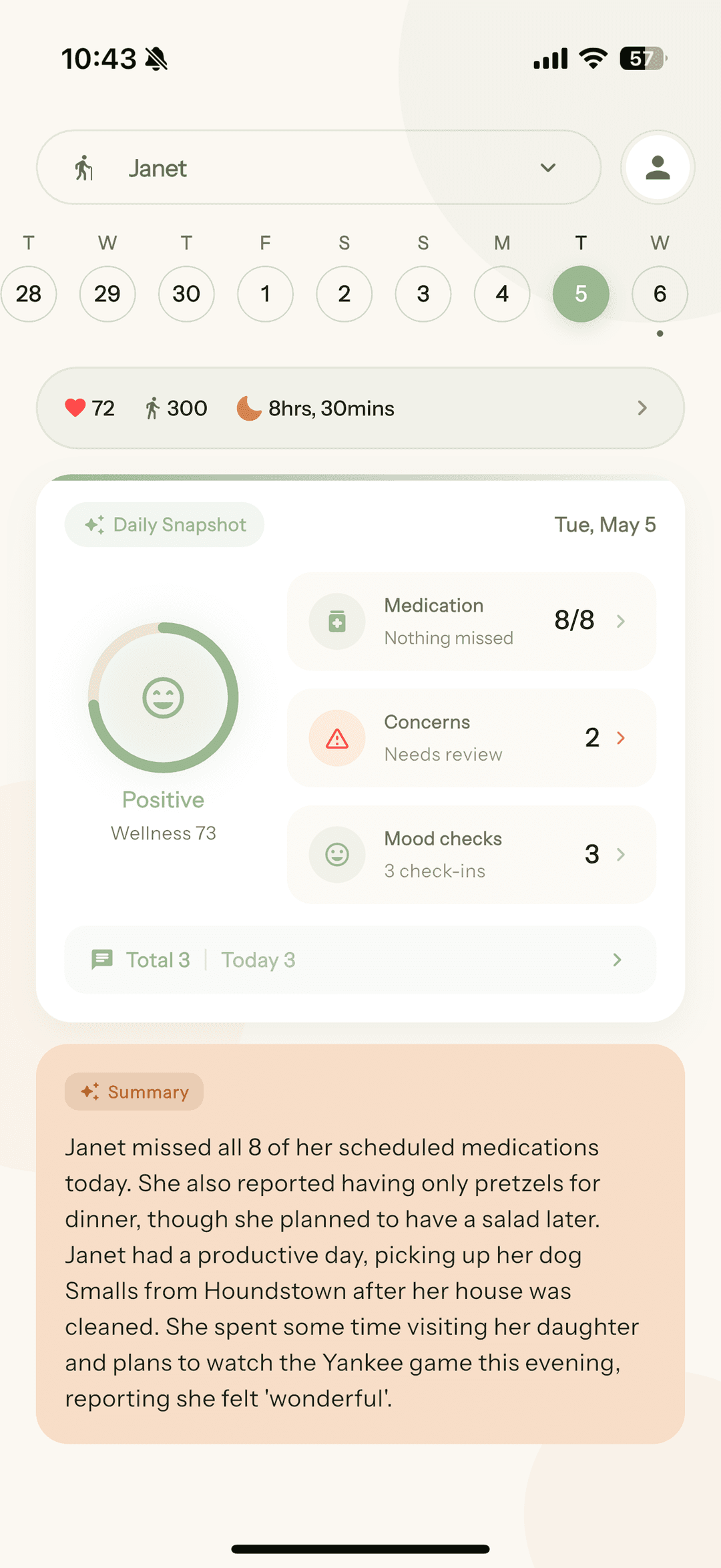 Companio caregiver connection prompt